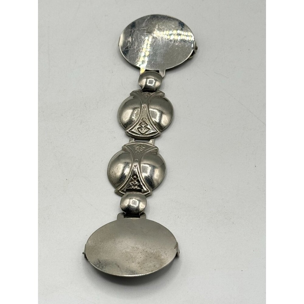 Estate Solid Brass Silver Interlocking Belt Buckle - image 4